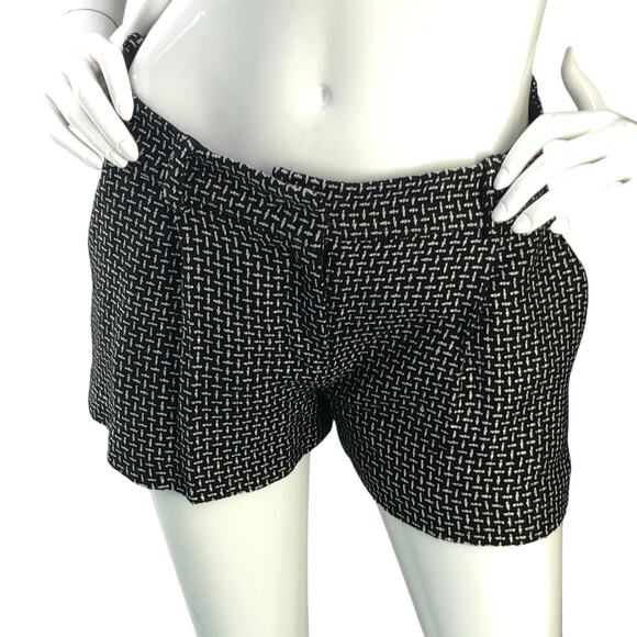 Diane Von Furstenberg DVF Womens Size 2 Shorts Naples Silk Viscose Black White